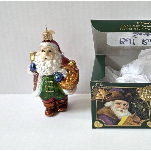 Old World Christmas Bell Ringer Santa Claus Glass Blown Tree Ornament w Box - Picture 1 of 7
